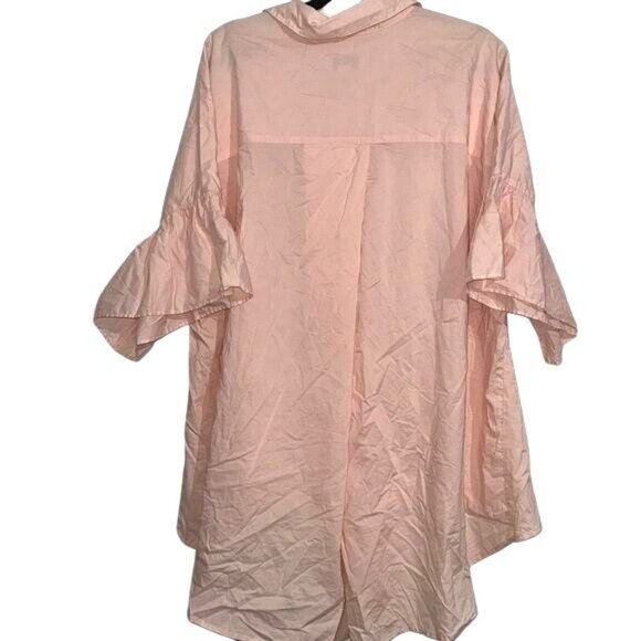 Ava & Viv Womens Pink Button-Down High-Low Tunic Shirt 3X 100% Cotton - Picture 4 of 9